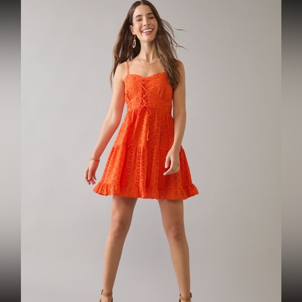 Francesca’s Orange Eyelet Sundress